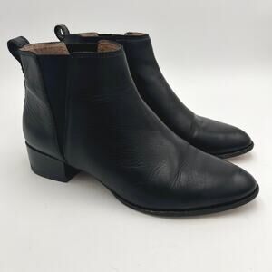 Madewell Carina Boot Womens 9 Black Leather Chelsea Ankle Bootie Stacked Heel
